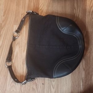COACH Black Canvas Leather Hobo Bag No.A05N-1461